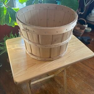 Vintage Rustic Wooden Bushel Basket - Farmhouse Decor & Garden Harvest